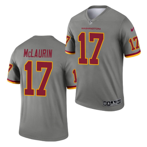 Men's Washington Football Team #17 Terry McLaurin Gray Inverted Legend Stitched Jersey